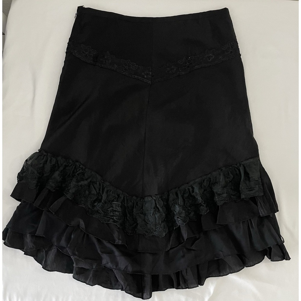 Pretty Angel Skirt Womens Large L Ruffles Linen Silk Blend Lined New